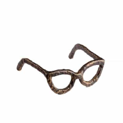 Dark bronze cat eye glasses sculpture