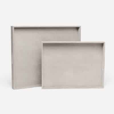 Gray rectangular tray with faux shagreen texture, perfect for stylish serving or display.