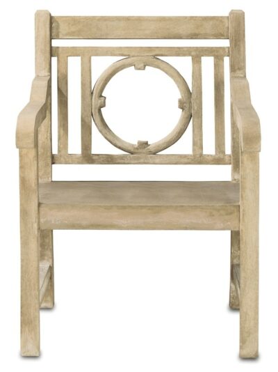 Faux bois chair with natural concrete texture and hairline cracks.