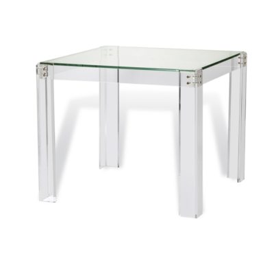 Clear glass top table with metal frame and legs