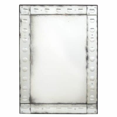 Vintage-style rectangular mirror with aged Venetian frame, showcasing rustic charm