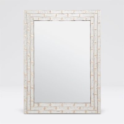 Bambie Venetian style mirror with stylized bamboo border in antiqued mirror and gold details.