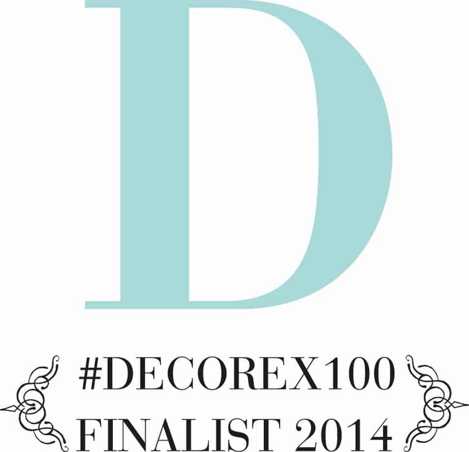 The image is a logo for an event specifically Decor14 FinalistLogo1 It features a stylized letter D in a bold sans-serif font