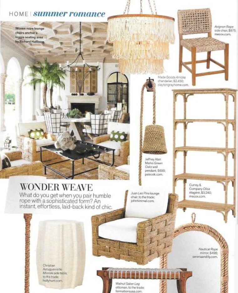The image is a collage showcasing various wicker furniture pieces including chairs and a sofa set against a backdrop that resembles a