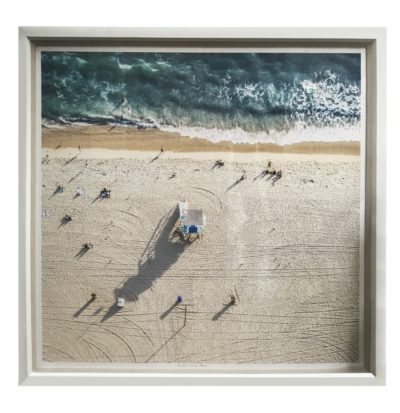 Santa Monica beach scene with white frame framed print