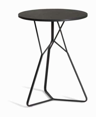 Black outdoor round ceramic top and stainless steel base side table