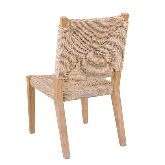 Teak and rope dining side chair
