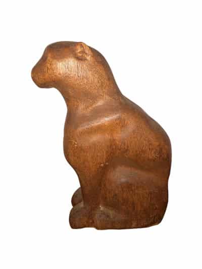 Carved wooden cat figurine