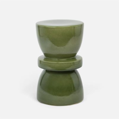 Green and black ceramic hourglass stool.