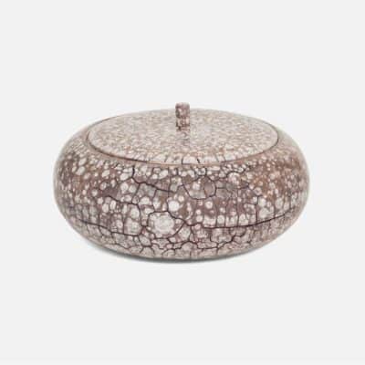 Mauve ceramic bowl with crackled pattern