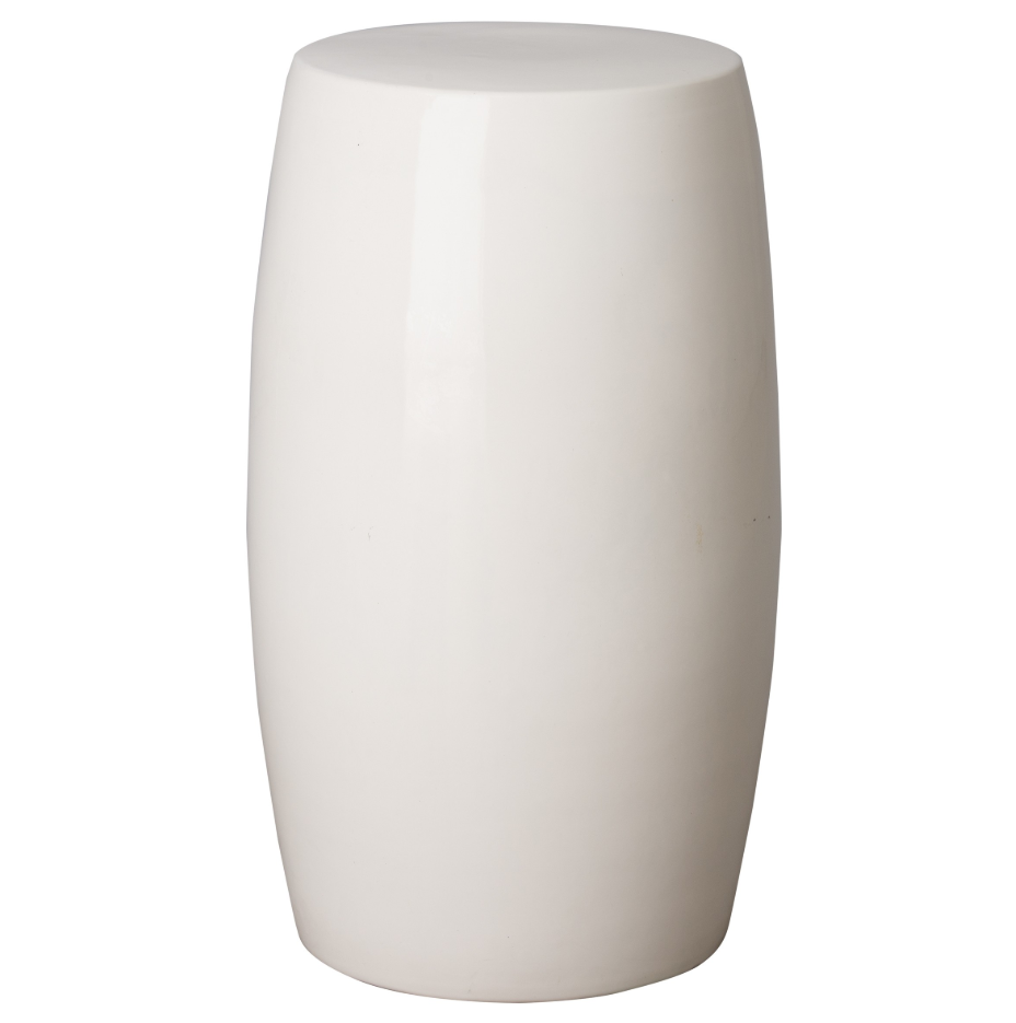 Tall ceramic garden stool white and gunmetal options hand fired and glazed with unique texture and glaze pitting each piece varies outdoor