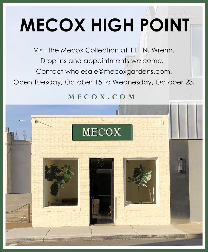 A large inviting shop with a prominent sign reading MECOX HIGH POINT The storefront is adorned with a selection of potted plants