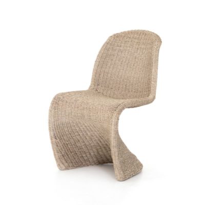 Outdoor S Curve Wicker Dining Chair in Vintage White