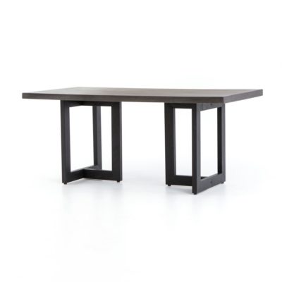 Black angular base outdoor contemporary lava stone dining table
