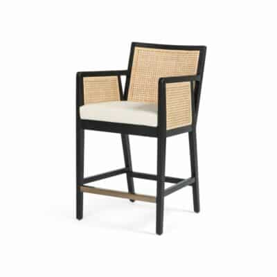 Olivia Cane Counter Stool with High Performance Fabric Seat.