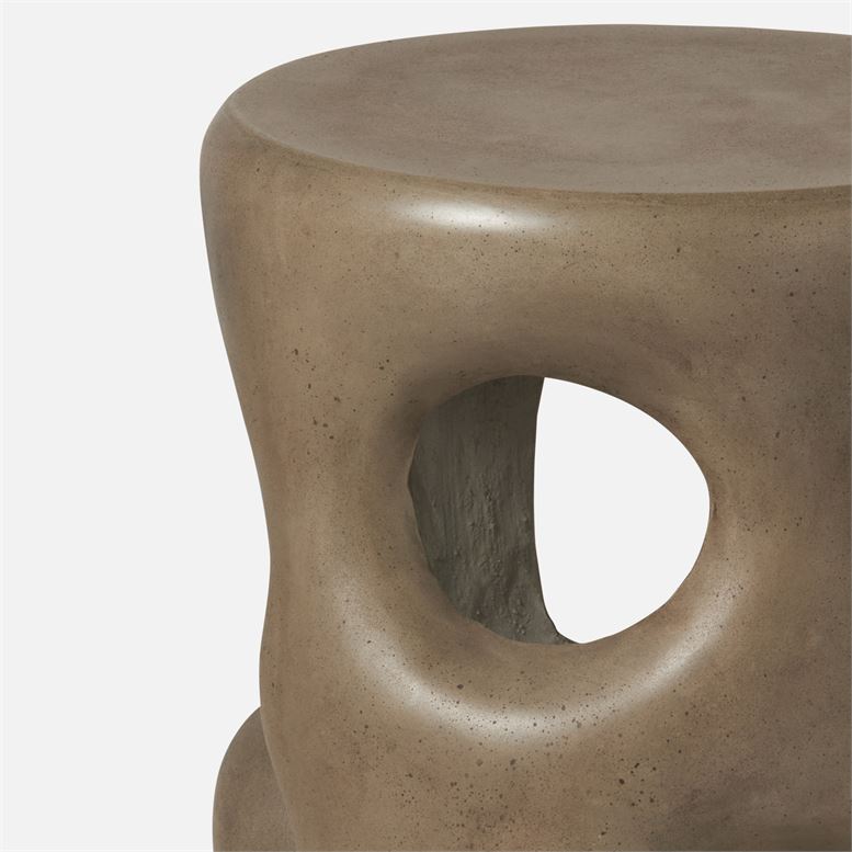 Outdoor Sculpted Concrete Coffee Table with smooth grey finish.