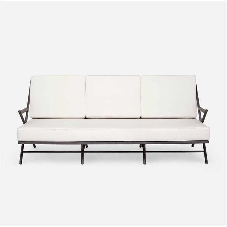 Outdoor Camp Sofa: White Alesk fabric, Ash Grey metal frame, additional styles available.