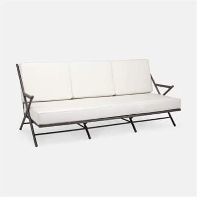 Outdoor Camp Sofa in white with ash grey metal frame.