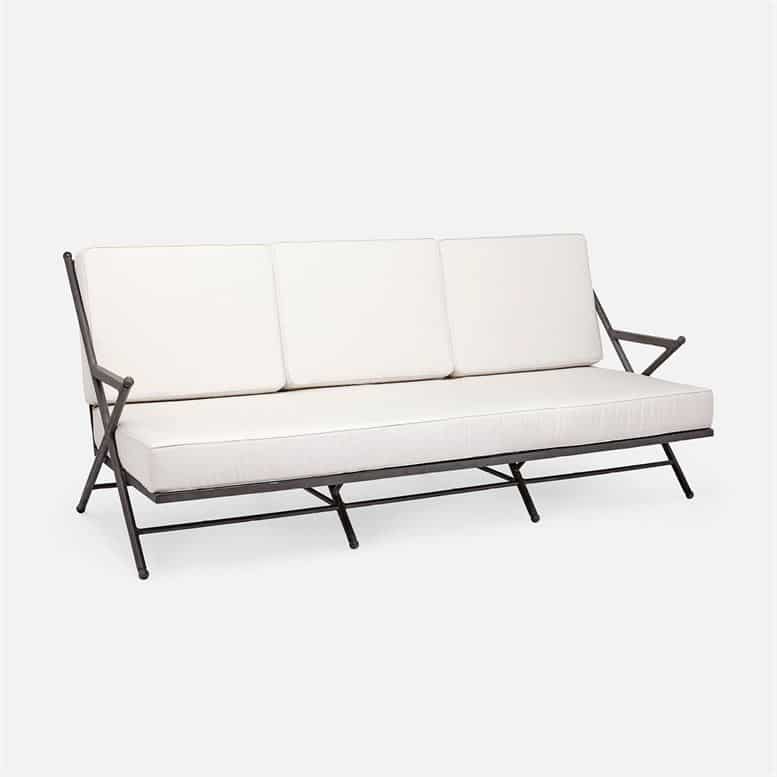 Outdoor Camp Sofa in white with ash grey metal frame.