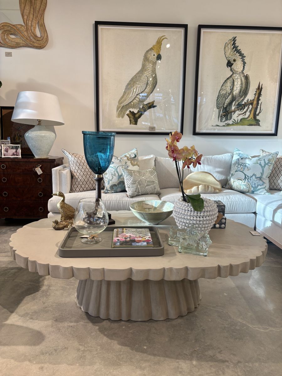 Large Scalloped Concrete Coffee Table - Image 5