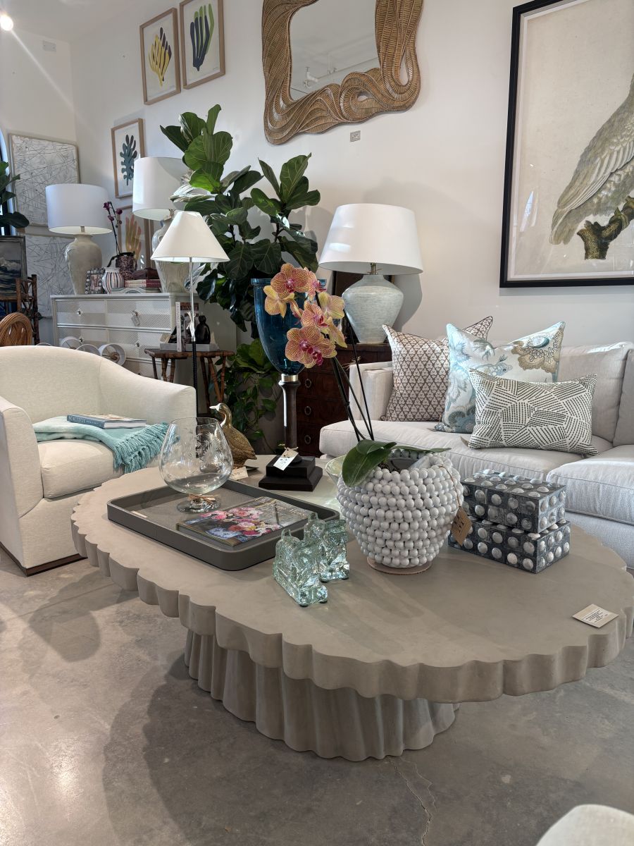 Large Scalloped Concrete Coffee Table - Image 3