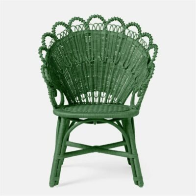 Green Victorian wicker peacock chair.
