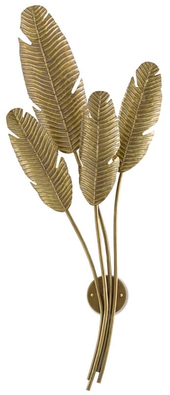 Multi-leaf brass wall sconce.
