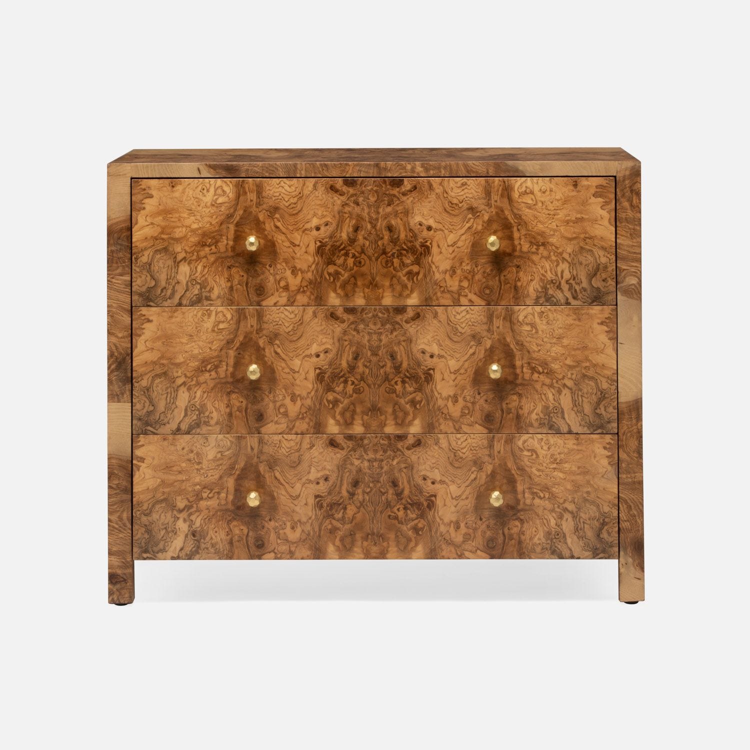 Elegant Turner 36" Veneer Dresser with brass hardware in olive ash wood.