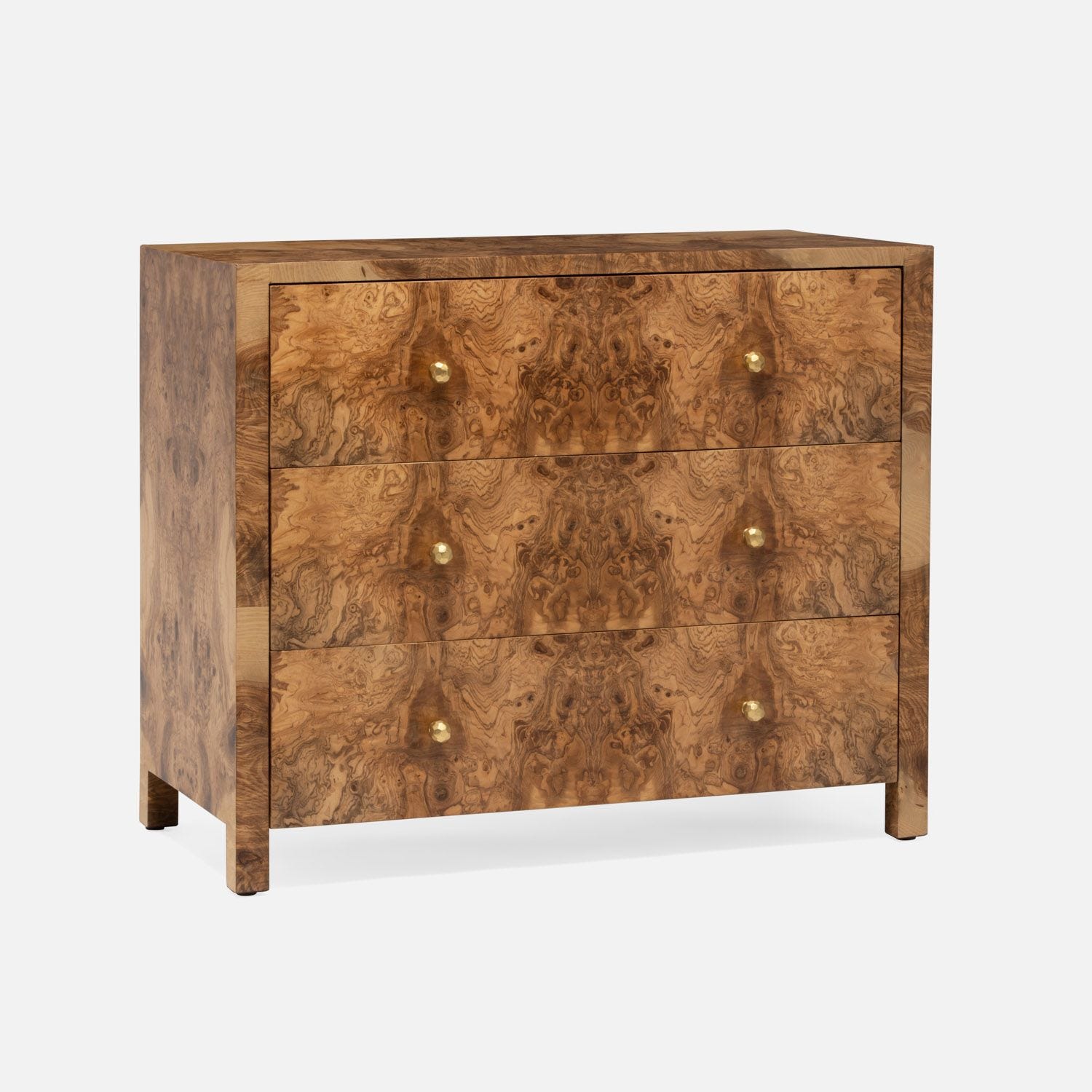Elegant Turner 36" veneer dresser with brass hardware, showcasing its oak finish in a front view.