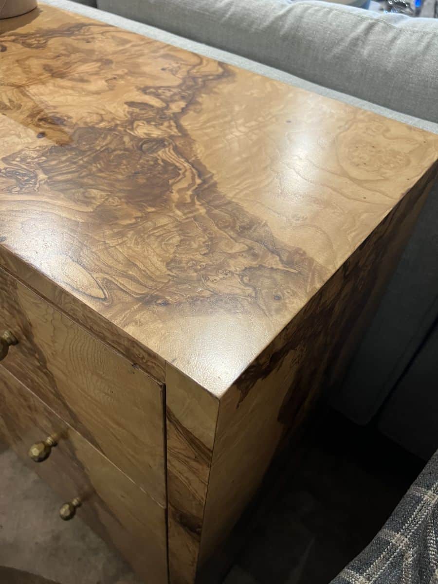 Olive Ash Veneer Dresser with Brass Hardware