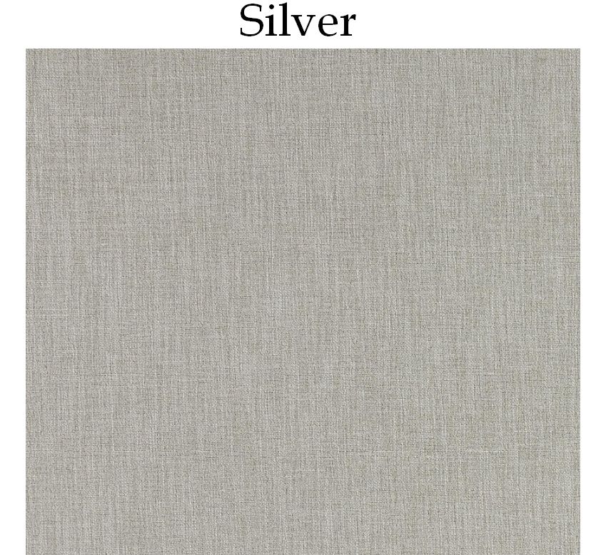 Silver Mecox Exclusive Arlette Swivel Chair, available in River Blue, Spring Green, Natural or Silver fabric, featuring a brass clad base.