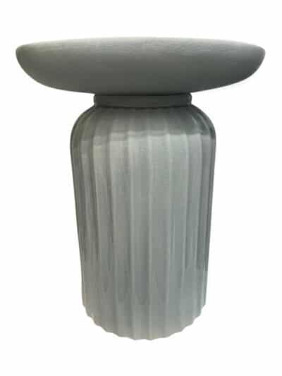 A sleek, light blue crackle glaze accent side table.