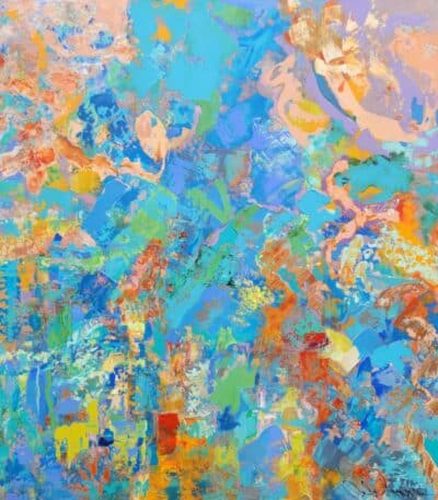 Vibrant Abstract Painting in Acrylic on Canvas, Arabesque Original Art by Orbedonna