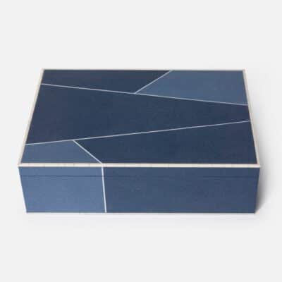 Brick XL Faux Shagreen Box in dark navy, showcasing clean lines and elegant design.