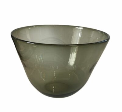 Vintage Italian Smoked Glass Bowl in a captivating amber hue, exuding an elegant aura from its hand-blown craftsmanship.