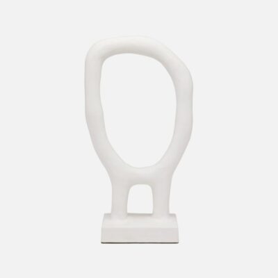 Elegant white resin sculpture in a circular shape, perfect for home decor.