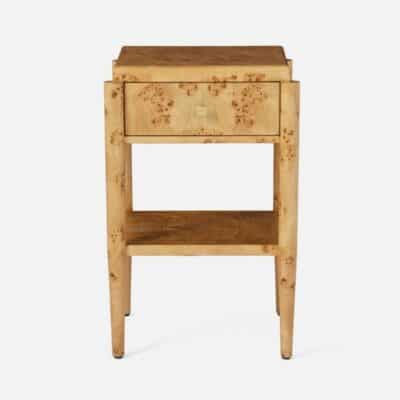 Small Mappa Burlwood Nightstand with Gold Drawer Pull