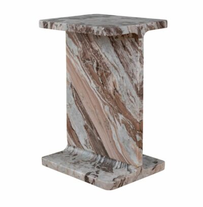 Close-up of Arden Marble Side Table showcasing striking black and white marble top.