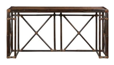 Rattan and Raffia Double X Motif Console