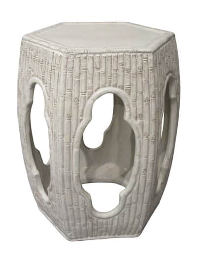 Cutout and Faux Bamboo Hexagonal Stool
