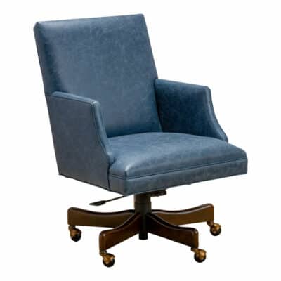 Swivel Desk Chair in Denim Leather