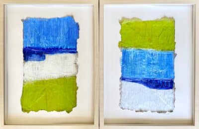 Colorblock Collage Sky, Ultra, Chartreuse I & II Original Art