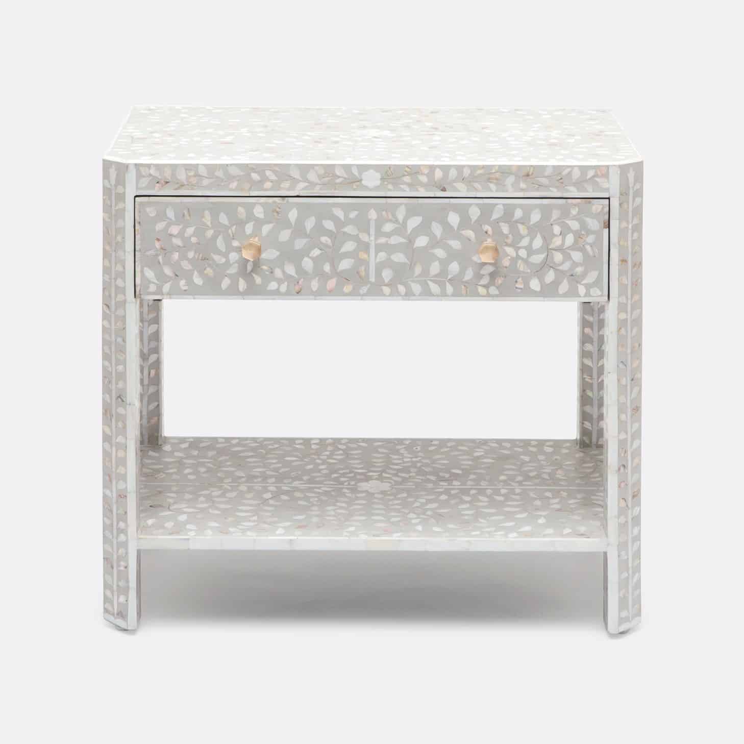 Large Grey Mother of Pearl Nightstand