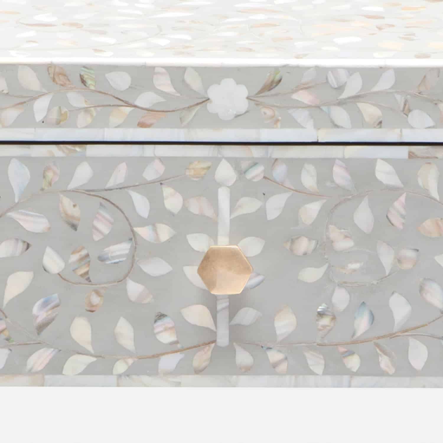 Large Grey Mother of Pearl Nightstand