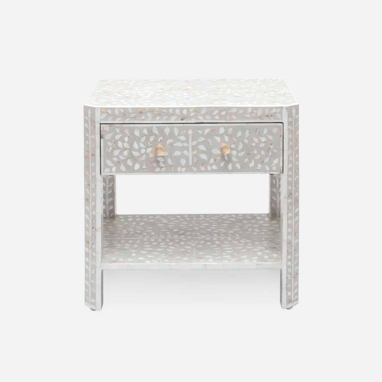 Medium Grey Mother of Pearl Nightstand