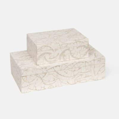 White Natural Bone and Resin Boxes