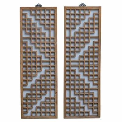 Pair of Vintage Chinese Window Panel Screens