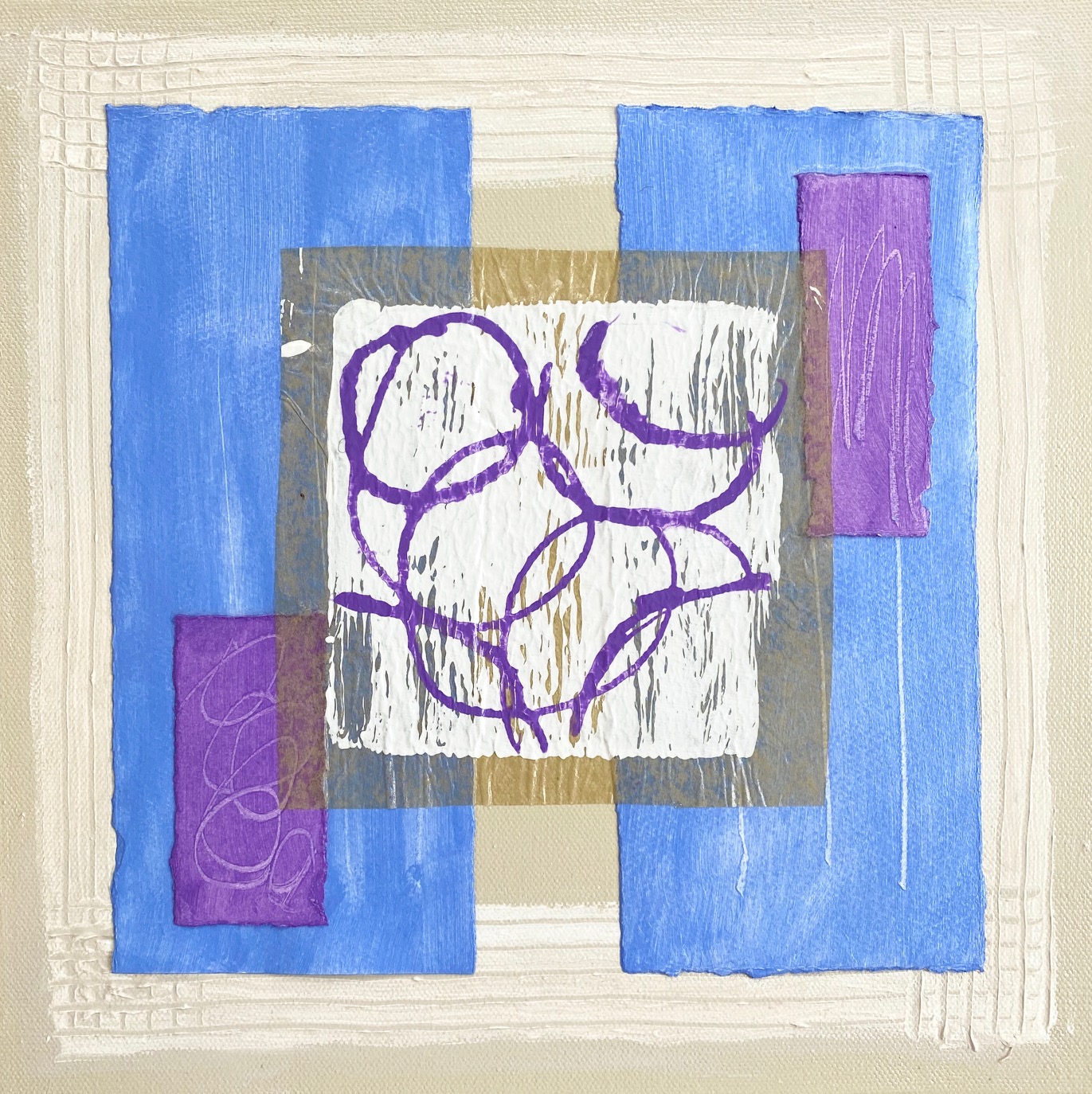 Columns French Blue & Lavender Diptych Original Art