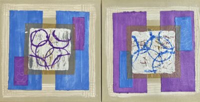 Columns French Blue & Lavender Diptych Original Art