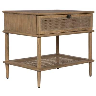 Mid-Century Style Wood and Cane Side Table